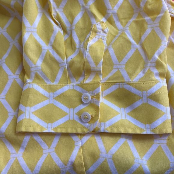 Talbots lattice Print Short Sleeve Blouse Yellow Size 10 - Picture 6 of 7